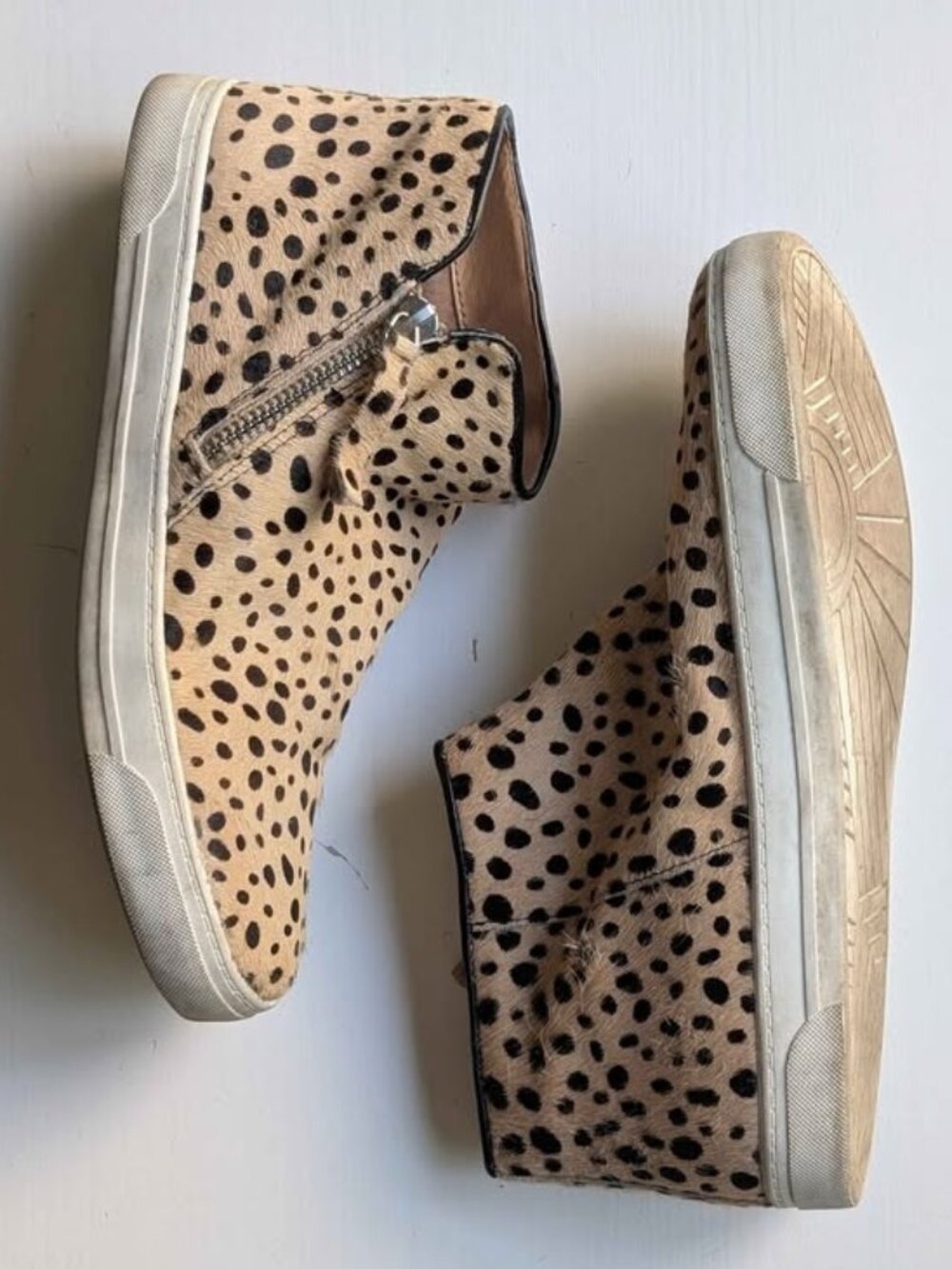Crown Vintage Tan Leopard Print Calf Hair High Top Sneakers, 7.5